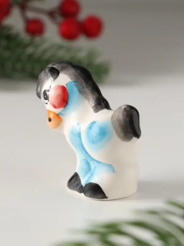 Сувенир Пони малая, 4,5х4,5х2,5см, гжель, цвет