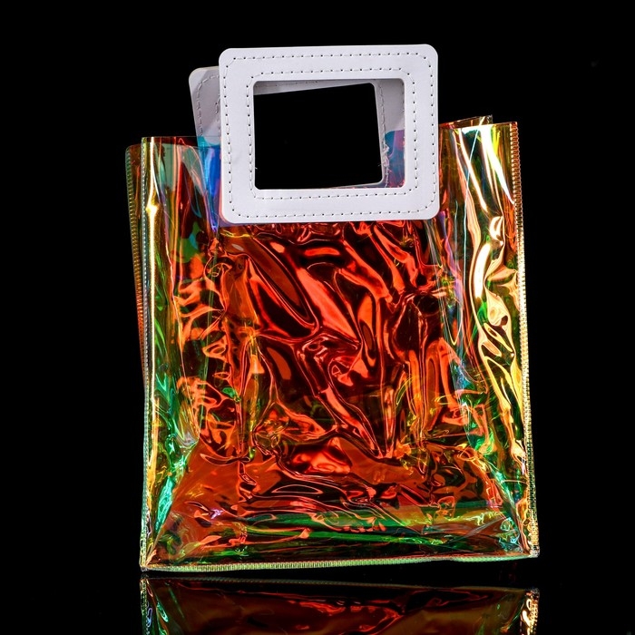 Пакет подарочный из ПВХ, иридисцентный, белый 20 x 18 x 10 см
