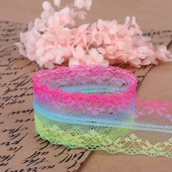 Кружево капроновое «Радуга светлая», 40 мм × 10 ± 1 м, цвет разноцветный №4 Кружево капроновое «Радуга светлая», 40 мм × 10 ± 1 м, цвет разноцветный №4