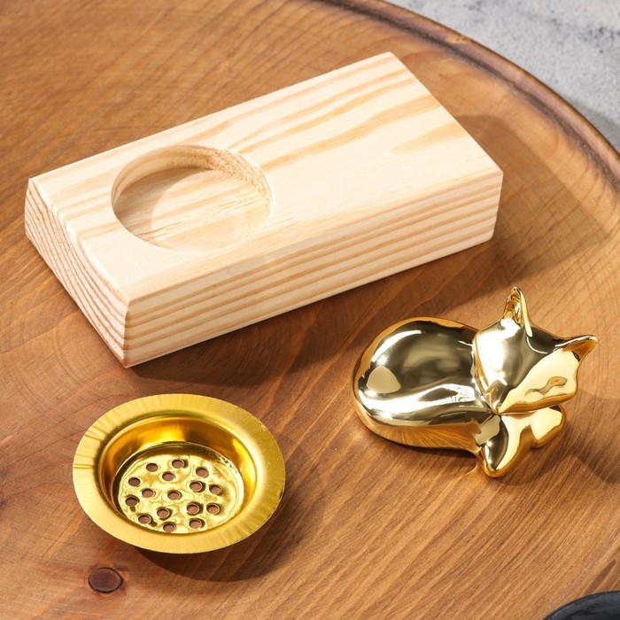 Подставка для благовоний порошковых и конусов Подставка для благовоний порошковых и конусов "Кошечка", дерево, 8х13,5х6,5 см