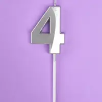 Свеча в торт на шпажке &laquo;Грань&raquo;, цифра 4, серебро, 5 см