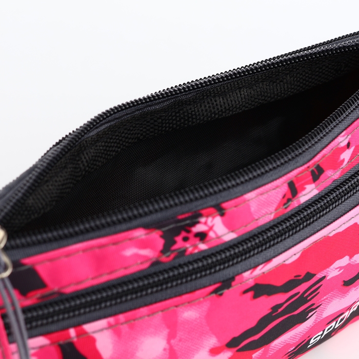 Поясная сумка на молнии, 2 наружных кармана, цвет розовый/камуфляж Поясная сумка на молнии, 2 наружных кармана, цвет розовый/камуфляж