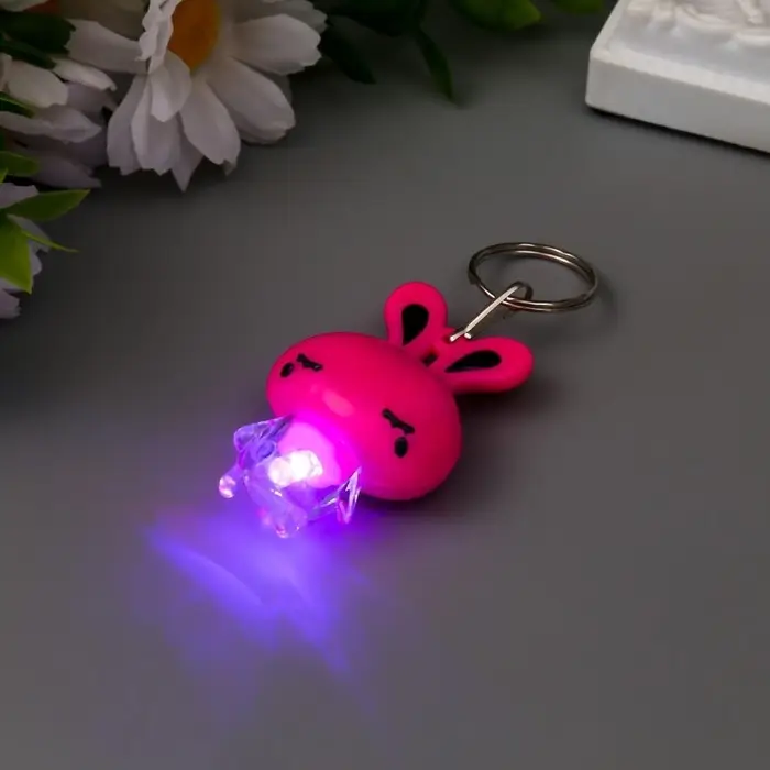 Фонарик свет на кольце "Зайка" мигает МИКС 5,5х3,5х2 см