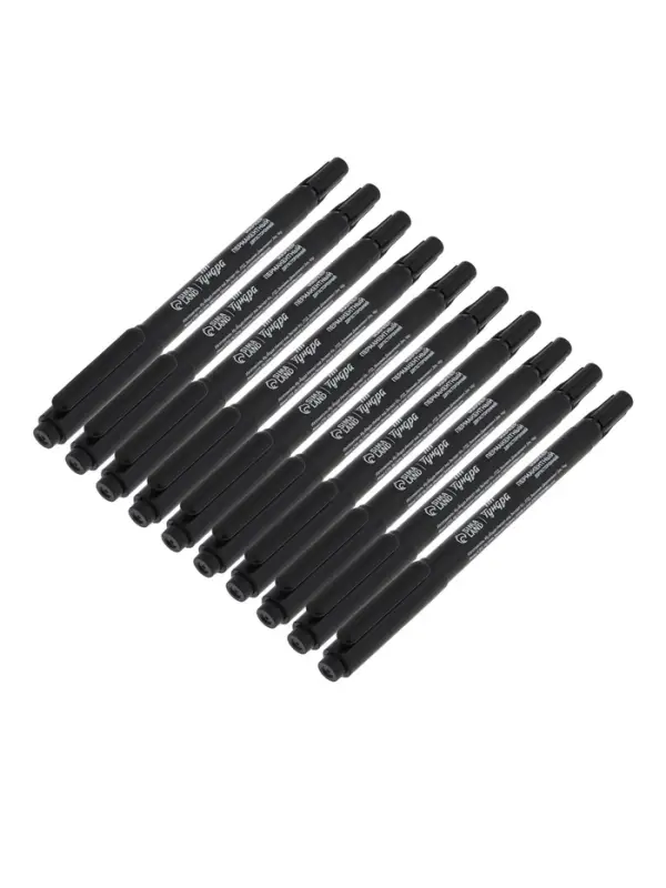 Маркер перманентный ТУНДРА, двухсторонний, черный, 1-1.5 мм, 10 шт.