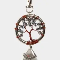 Брелок ловец снов "Древо жизни" 19 см, цв. серебристый