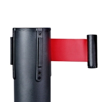 Стойка ограждения черн с вытяжной лентой-470см КРАСНАЯ,высота-90см,d- 8см,напольный d-35см