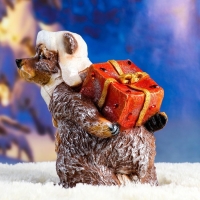 Фигура "Мишка новогодний с подарком" 28х26см