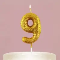 Свеча для торта, цифра, блестящая &laquo;9&raquo;, золото, 9,5 х 4 см