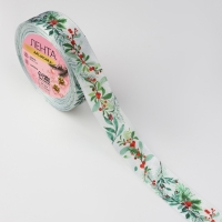 Лента атласная &laquo;Рождественский венок&raquo;, 25 мм, 23 &plusmn; 1 м