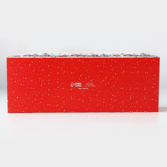 Коробка для кондитерских изделий с пластиковой крышкой &laquo;Сказка в городе&raquo;, 30 х 8 х 11 см, Новый год