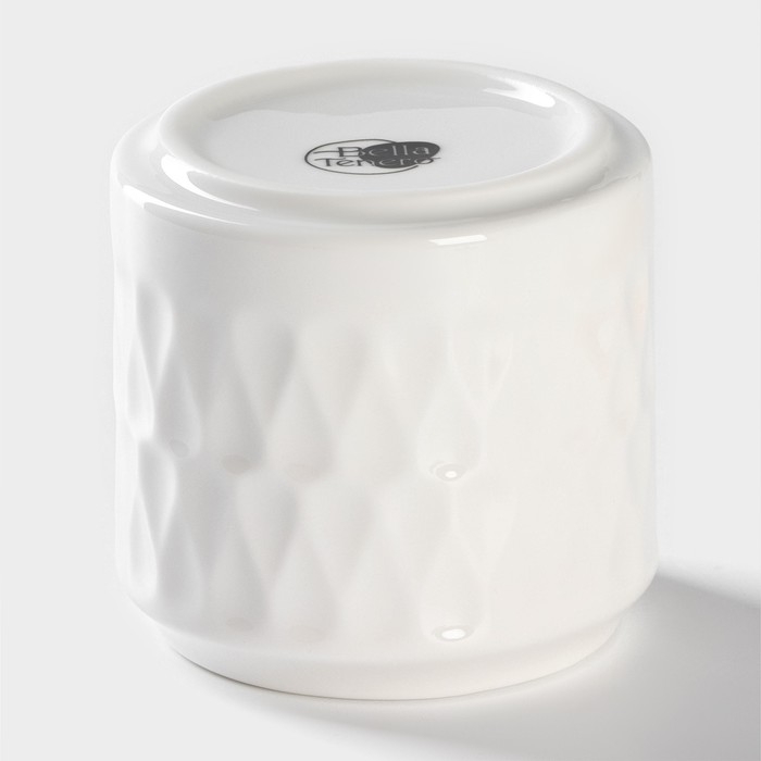 Набор банок фарфоровых для сыпучих продуктов с ложками на бамбуковой подставке BellaTenero &laquo;Герда&raquo;, 2 предмета: 300 мл, цвет белый