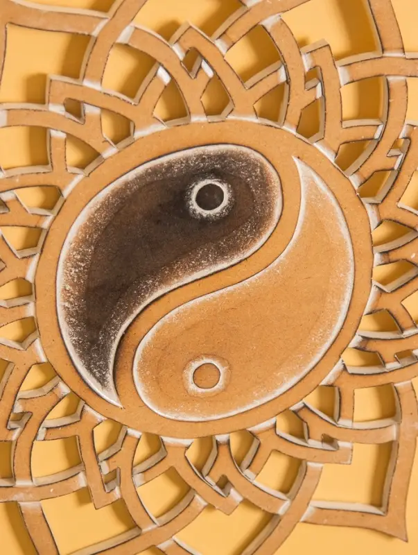 Панно "Инь Янь" МДФ, 40х40х1 см, цв. бежево-чёрный