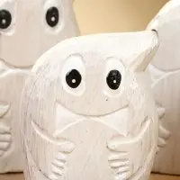 Набор сувенирный "Привидения" дерево H 12, 9, 7 см, цв. светло-серый