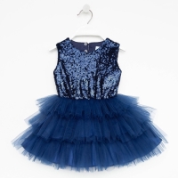 Платье детское с пайетками KAFTAN, размер 30 (98-104 см), синий Платье детское с пайетками KAFTAN, размер 30 (98-104 см), синий