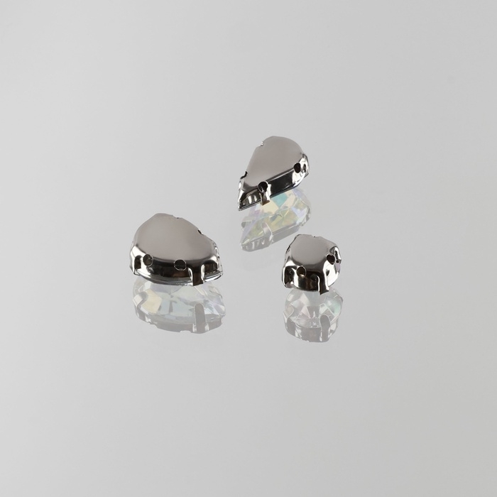 Стразы пришивные &laquo;Ассорти&raquo;, в оправе, набор 50 шт, голография серебристые