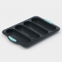 Форма для выпечки с перфорацией &laquo;Хлеб&raquo;, силикон, 34,5&times;23,5&times;2,5 см, 4 ячейки (20&times;6,2&times;2,4 см), цвет серый