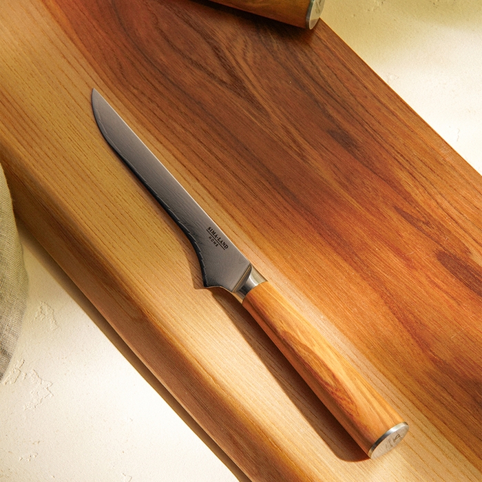 Нож кухонный SL Home &laquo;Оливия&raquo;, обвалочный, лезвие 14 см, дамасская сталь, цвет коричневый