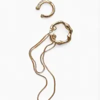 Серьги "Каффы" набор 2 шт., водопад и стразы, цвет золото