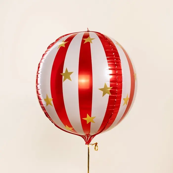 Воздушный шар фольгированный 25" сфера "Новгодний шар" цвет красный