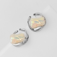 Серьги с жемчугом &laquo;Абстракция&raquo; волна, цвет серебро