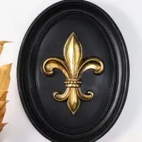 Панно интерьерное полистоун "Геральдическая лилия" чёрный с золотом 20х2,5х26,2 см