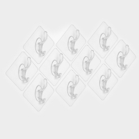 Крючки самоклеящиеся настенные прозрачные, с двойным крюком, 5,6х5,6 см, 10 шт