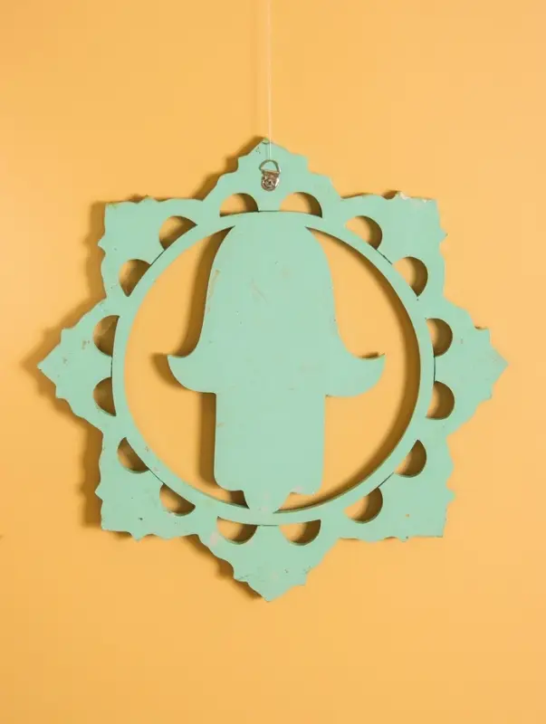 Панно "Хамса" МДФ, 30х30х1 см, цв. бежево-бирюзовый