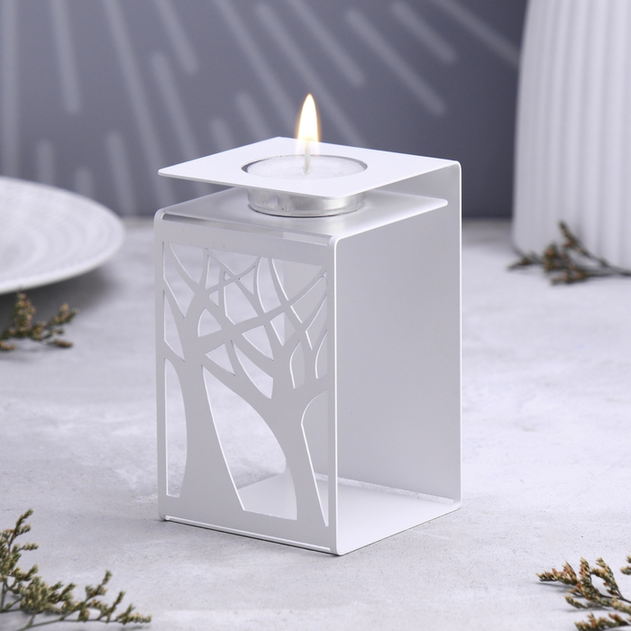 Подсвечник большой Подсвечник большой "Деревья" 7х7х11,5 см, белый