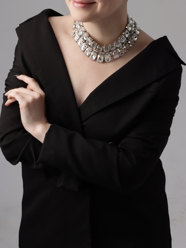 Чокер-колье &laquo;Сияние&raquo; трио, цвет белый в серебре, 36 см