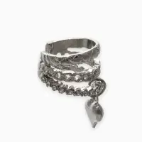 Кафф&laquo;Стиль&raquo; сердце, стеганое, белые в серебре