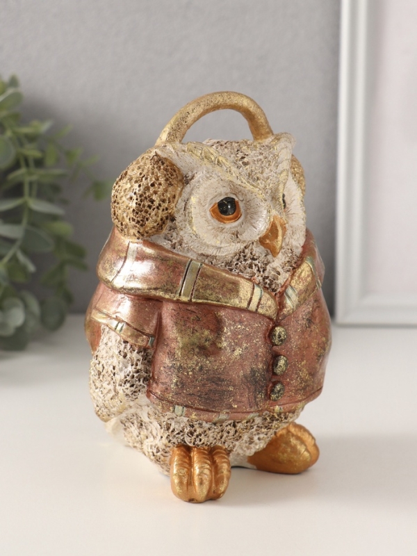 Сувенир полистоун "Сова в куртке и наушниках" 11х11х16,5 см