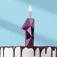 Свеча для торта &laquo;Алмаз&raquo;, цифра 1, фиолетовый металлик