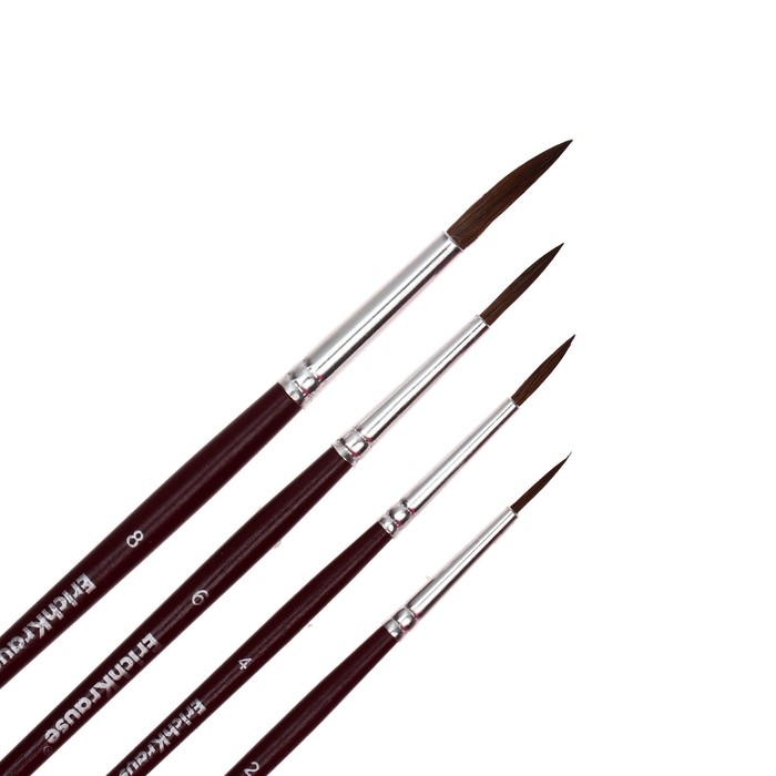 Набор кистей Пони 4 штуки Erich Krause, круглые № 2, 4, 6, 8, в блистере