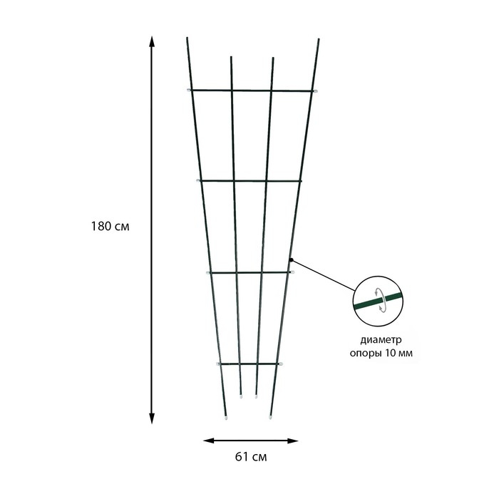Шпалера, 180 &times; 61 &times; 1 см, металл, зелёная