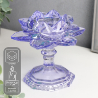 Подсвечник стекло на 1 свечу "Лотос на ножке" синий 12,5х12х12 см Подсвечник стекло на 1 свечу "Лотос на ножке" синий 12,5х12х12 см