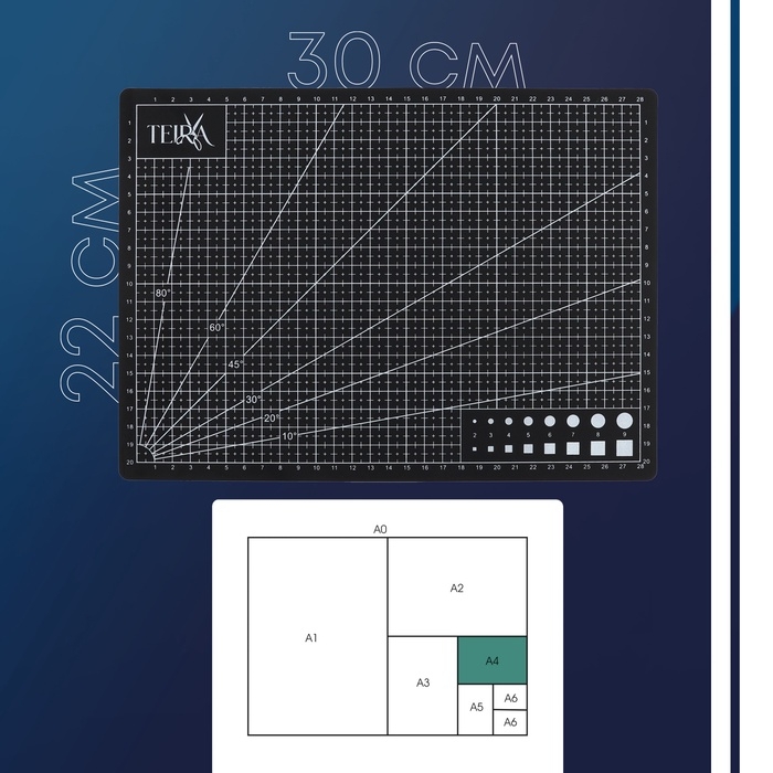 Мат для резки, пятислойный, 30 × 22 см, А4, цвет чёрный Мат для резки, пятислойный, 30 × 22 см, А4, цвет чёрный