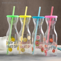 Бутылка &laquo;Цитрусовый бум&raquo;, 450 мл, с трубочкой, цвет МИКС