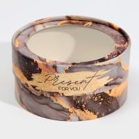 Коробка для макарун, кондитерская упаковка тубус с окном, &laquo;Мрамор&raquo; 12 х 12 х 5 см