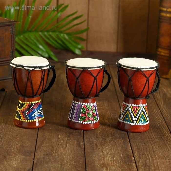 Сувенирный музыкальный инструмент "Барабан Джембе" 15х9,5х9,5 см МИКС