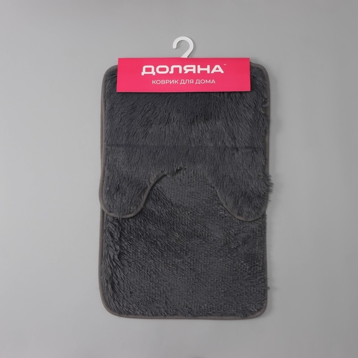 Коврики для ванной и туалета Доляна &laquo;Пушистик&raquo;, 2 шт: 38&times;40 см, 40&times;60 см, цвет серый