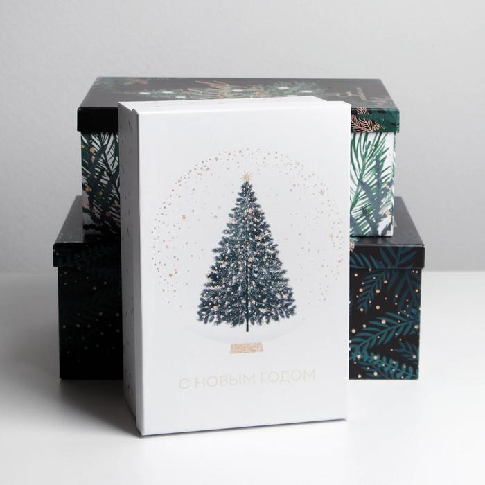 Набор подарочных коробок 3 в 1 &laquo;Ёлочки&raquo;, 26 х 17 х 10‒32.5 х 20 х 12.5 см, Новый год