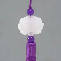Подвеска текстиль, пластик "Кисть. Лотос" фиолетовая 1,2х2,7х14,5 см