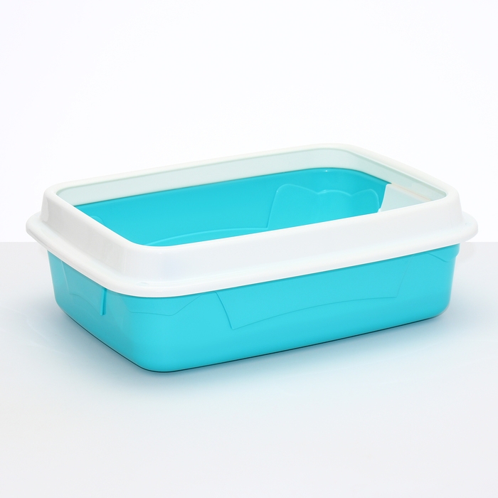 Туалет с бортом и сеткой, 45х34х15 см, белый/бирюзовый Туалет с бортом и сеткой, 45х34х15 см, белый/бирюзовый