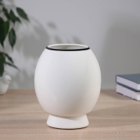 Ваза керамика настольная "Пикассо" (ручная роспись) солнце, 17х12 см, чёрно-белый