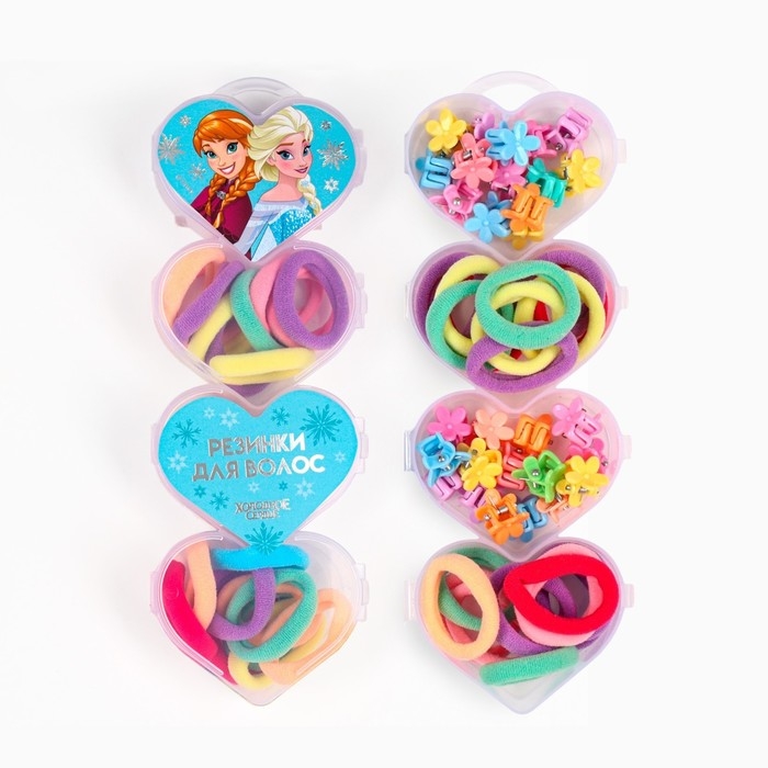 Резинки для волос 20 шт, заколка крабик 20 шт, набор, Холодное сердце