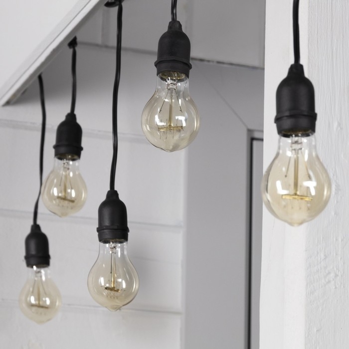 Гирлянда &laquo;Ретро белт-лайт&raquo; со свесами 10 и 20 см, 10 м, IP54, УМС, 2W, тёмная нить, шаг 50 см, Е27 (без ламп), 220 В