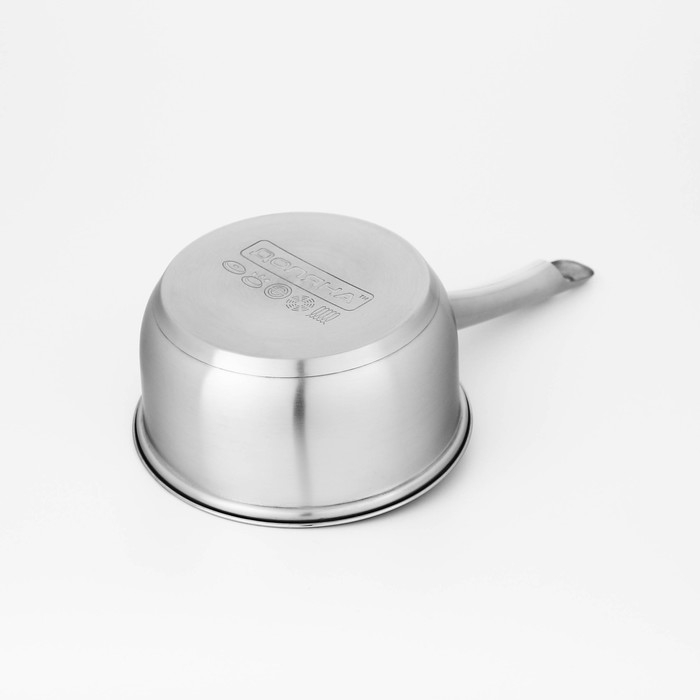 Ковш из нержавеющей стали Доляна &laquo;Гретте&raquo;, 1,5 л, d=16 см, с крышкой, металлическая ручка, индукция