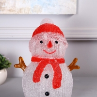 Светодиодная фигура &laquo;Снеговик&raquo; 15 &times; 16 &times; 10 см, акрил, 20 LED, батарейки АА &times; 3 (не в комплекте), свечение белое