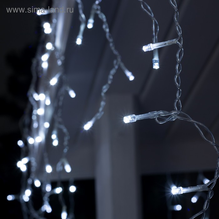 Гирлянда &laquo;Бахрома&raquo; 3 &times; 0.6 м, IP44, УМС, прозрачная нить, 160 LED, свечение белое, мерцание белым, 220 В