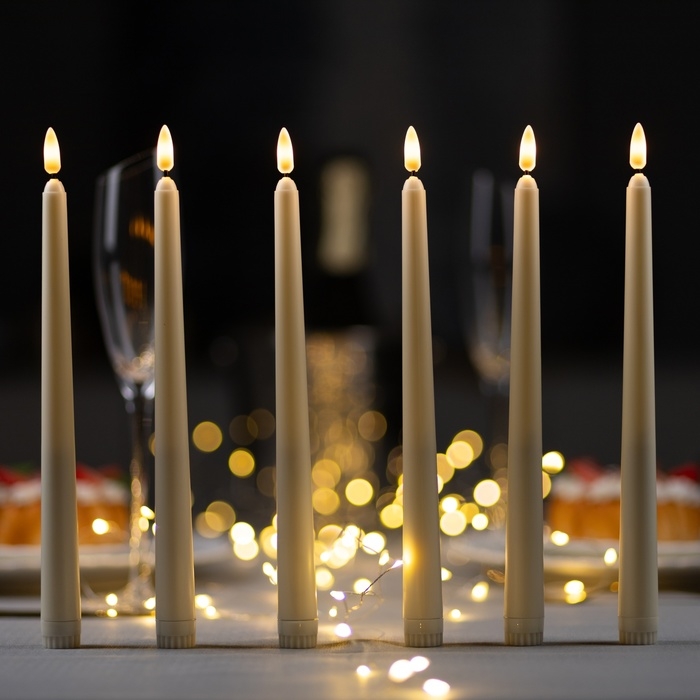 Светодиодная свеча восковая «Классика» 2 x 27 см, АААx2 (не в компл.), набор 6 шт, свечение тёплое белое Светодиодная свеча восковая «Классика» 2 x 27 см, АААx2 (не в компл.), набор 6 шт, свечение тёплое белое